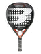 Introducing the Bullpadel Vertex Junior 25 Padel Racket in black, a stylish racket for junior players featuring a perforated face with a bold "B" design and wrapped in black grip tape, blending style and performance for young athletes.