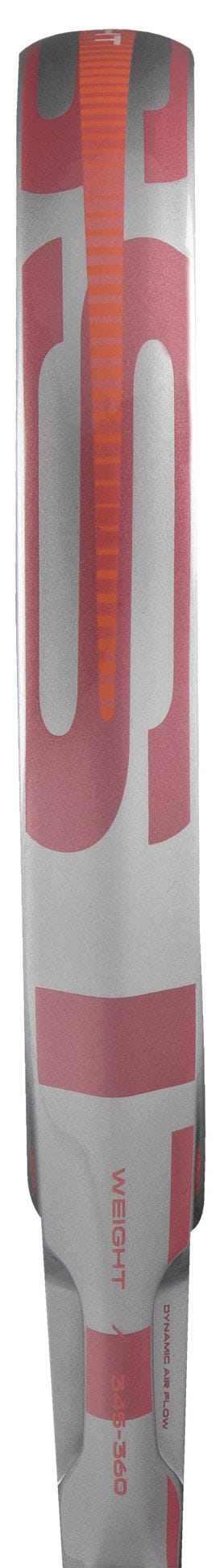 Close-up of the adidas Cross It Team Light 2026 Padel Racket frame in white and pink, showing "WEIGHT," numbers, design details, and orange accents—this lightweight racket delivers precision and control.