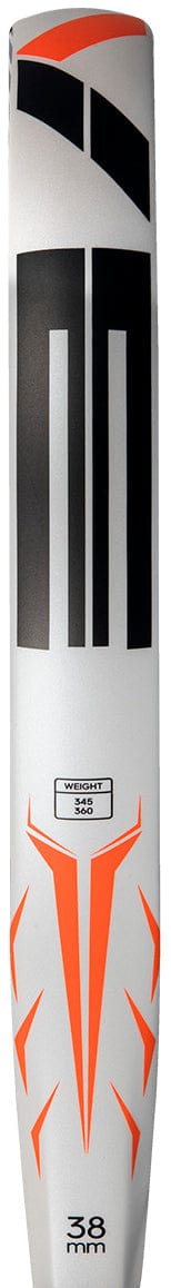 The adidas Drive Light 2026 Padel Racket features a lightweight white and orange design with bold black geometric accents, "38 mm" and "WEIGHT 520" markings near the base, blending dynamic padel style with adidas quality.