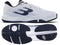 Bullpadel Hybrid Fly 26I Mens Padel Shoes - White / Navy shown from the side (top view) and bottom, with a large “B” logo and hybrid outsole featuring a textured rubber sole for traction.