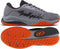 The Bullpadel Ionic 26I Mens Padel Shoes - Dark Grey, designed for intermediate and advanced players, feature a textured sole and “Bullpadel” in black script on the side, shown from the side and bottom.