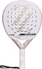 ADIDAS Metalbone ZZ Carbon Zinedine Zidane 2026 padel racket in white and beige, featuring a circular hole pattern, a text label reading “METALBONE ZZ,” and a white grip with a black wrist strap.