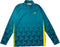 The Yonex YML7 Unisex Padel Midlayer in teal features long sleeves, a quarter zip, yellow side accents, a geometric pattern on the lower half, and a small yellow Yonex logo on the left chest—combining style and performance for both on and off the court.