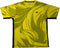 The Yonex YTM14 Mens Padel T-Shirt in lime features black abstract brushstroke patterns, contrasting black side panels, and a small black Yonex logo on the left chest—combining style and performance for the court.
