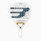 The Bullpadel Pearl 2026 Padel Racket – White is a lightweight racket with a bold black "B," circular holes, gold accent near the throat, and white grip—designed for performance and injury prevention. "Pearl" appears at the top.