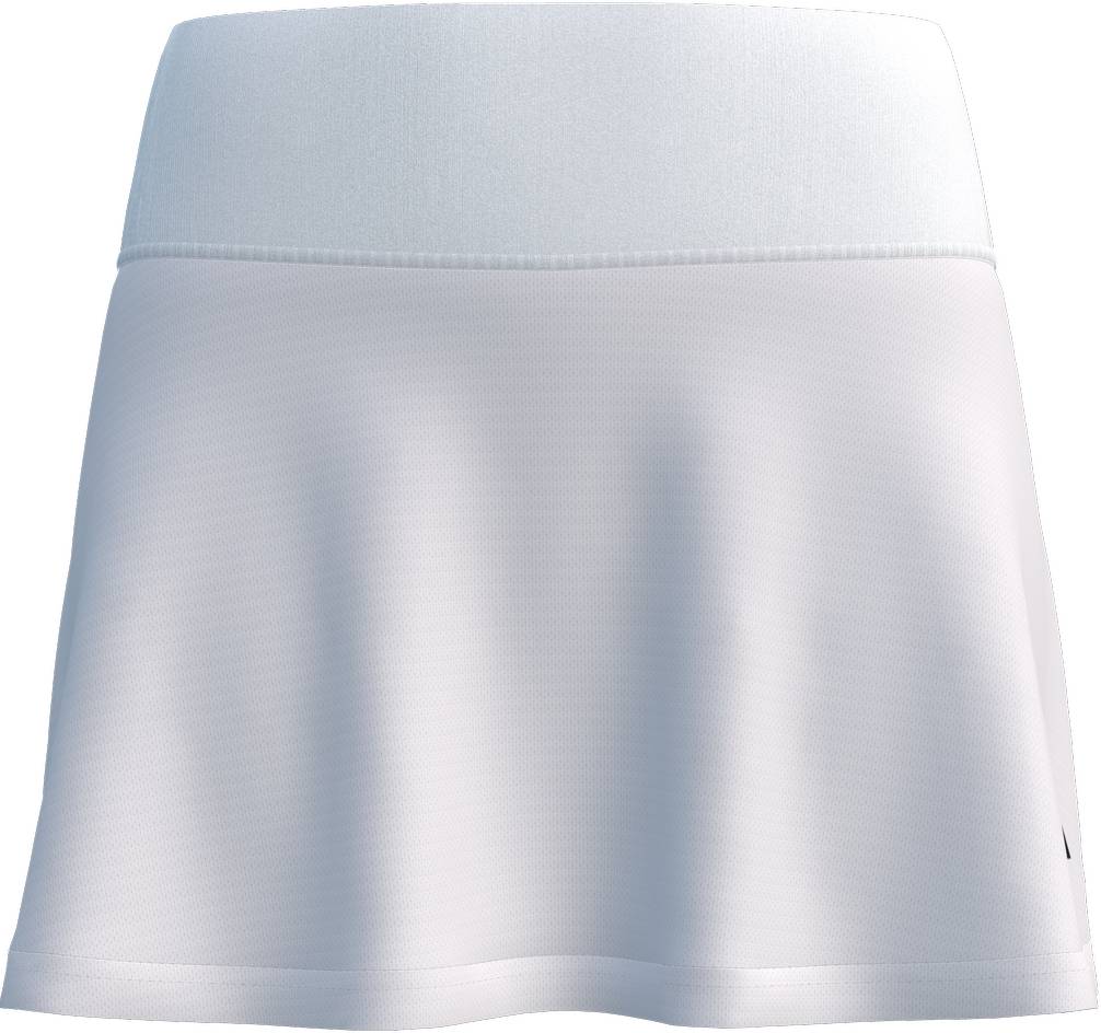 Front view of the ADIDAS Court Womens Padel Skirt - White by adidas, showcasing its wide waistband and flared hem—ideal for your court style. Shown in plain white on a white background.