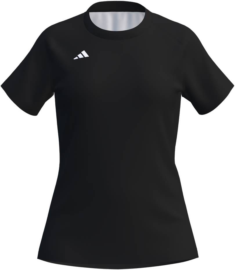 The ADIDAS Court Womens Padel T-Shirt - Black by adidas features short sleeves and a small white chest logo—an essential black athletic tee for sports or casual wear.