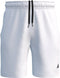 ADIDAS Court Woven Mens Padel Shorts - White feature an elastic waistband, moisture-wicking fabric, black drawstrings, and a small black adidas logo on the left leg for a clean, simple look.