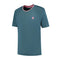 The K-Swiss Hypercourt Mesh Crew 4 Men's Padel T-Shirt in Stargazer features short sleeves and a small pink and white badge on the chest. It has a collar with pink and white stripes, adding contrast to its modern design, making it ideal for intense Hypercourt matches.