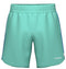 The HEAD Power Men's Padel Shorts in turquoise feature an elastic waistband and the HEAD logo on the lower right leg; these breathable athletic shorts are ideal for tennis or daily workouts.