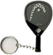 The HEAD Speed 2026 Padel Racket Keyring by HEAD features a gray racket with a black handle and logo, attached to a metal key ring by a short chain—a perfect padel gift.