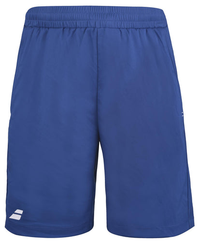 The Babolat Play Men's Padel Shorts in Sodalite Blue boast a 360 Motion design and an elastic waistband. Made from recycled polyester fabric, they feature a subtle logo on the left leg. These shorts are lightweight and perfect for both sports and casual wear, offering a blend of style and sustainability.
