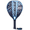 The Babolat Air Viper Padel Racket - Blue / Black features the prominent "Viper" lettering on its surface and is designed with numerous perforations and a textured finish. It comes with a black grip and wrist strap, providing excellent maneuverability and explosive power for each match.