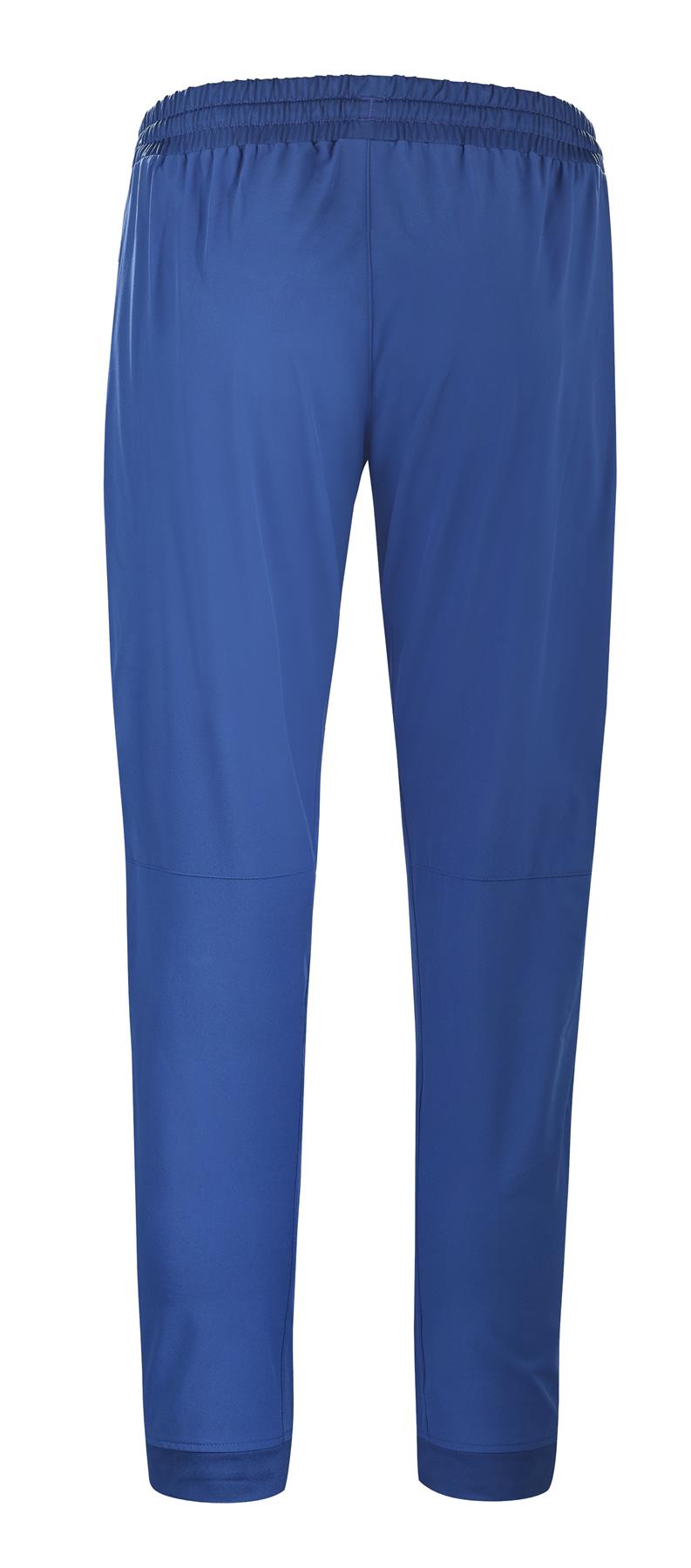 Babolat Play Men's Padel Pants in Sodalite Blue, featuring an elastic waistband and ribbed cuffs. Highlighted against a white background, these pants showcase their minimalist design and comfortable fit, ideal for 360 Motion. Crafted from Fiber Dry material for superior comfort.