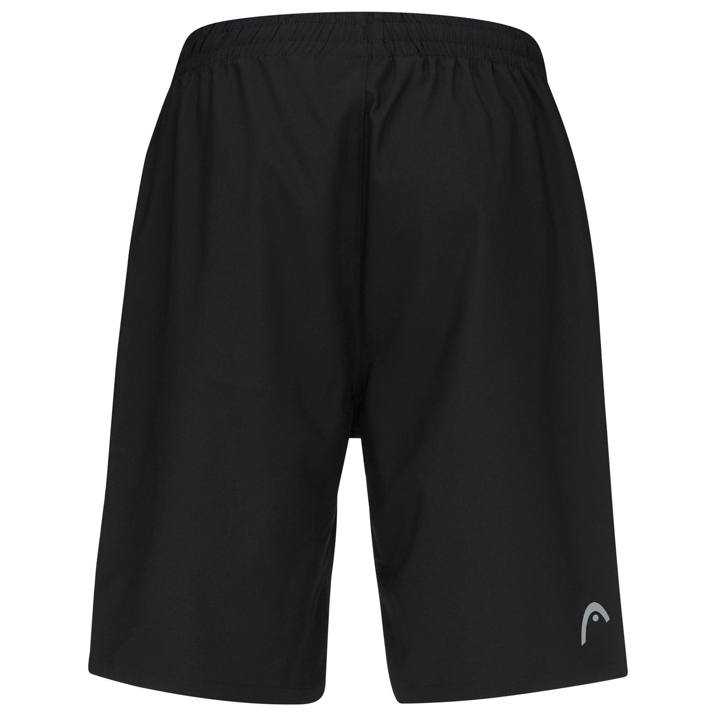 The HEAD Club Bermudas Mens Padel Shorts in black feature an elastic waistband, a small white HEAD logo on the lower right leg, and a plain design without visible pockets or extra details. Breathable and ideal for sports.