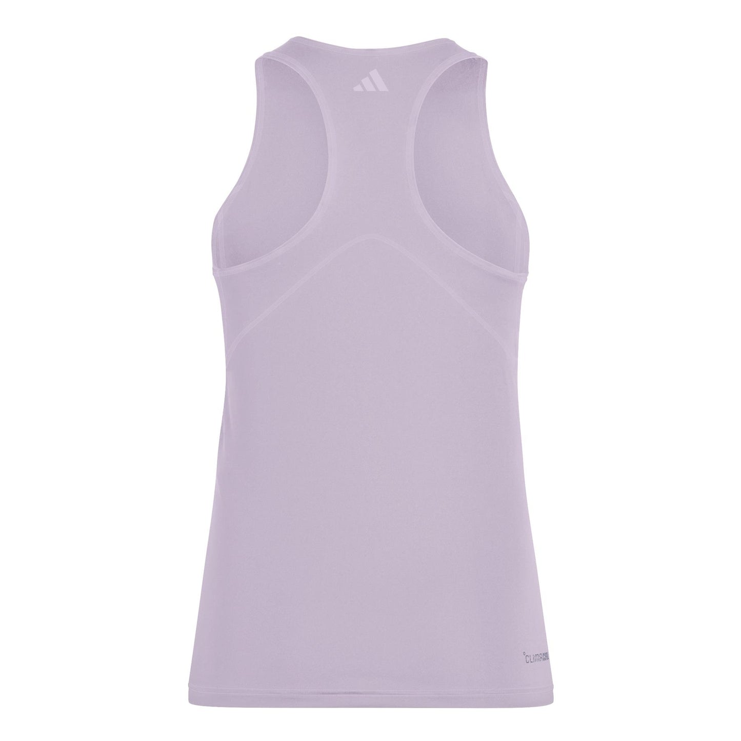 The back view of the ADIDAS Women's Club Padel Tank Top in pink shows a racerback design and small logo near the neckline. Made from recycled materials, it is smooth, lightweight, and features Climacool technology, making it perfect for athletic activities.