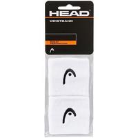 Packaging for two white HEAD 2.5" padel wristbands, each featuring a black logo and excellent sweat absorption. The package's top is elegantly designed in black and orange with the words "HEAD WRISTBAND," making it ideal for padel or any high-energy activity.