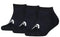 The HEAD All Sport Sneaker Padel Socks - Black (3 Pack) from HEAD features three pairs of black ankle socks with a white curved design near the toes and cushioned soles, displayed side by side on a plain white background.