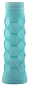 The Bullpadel Hesacore Gel Padel Grip - Blue features a light blue, translucent gel with a honeycomb pattern and ergonomic cylindrical shape, slightly wider at the ends for comfort—perfect as a stylish, high-quality grip by Bullpadel.