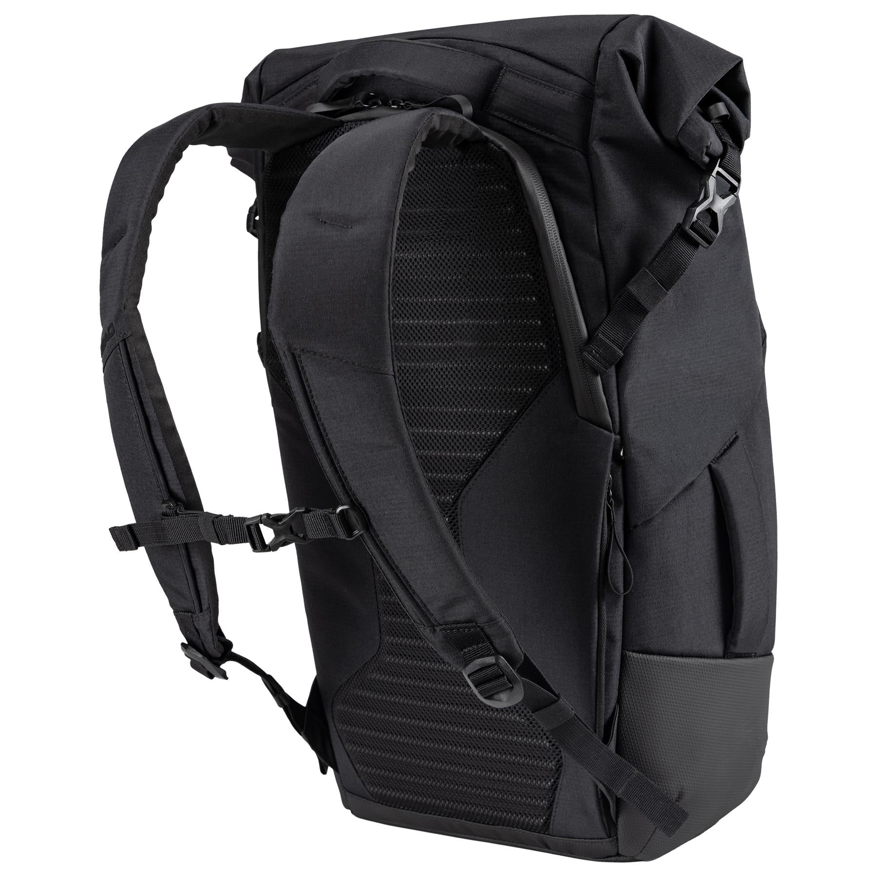 The HEAD Pro X Raqpack Padel Backpack - Black by HEAD is a stylish, eco-friendly backpack that offers padded shoulder straps and a chest buckle for comfort. It features a well-organized design with multiple compartments, side pockets, and a dedicated racket compartment, making it ideal for travel or everyday use.