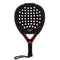 Introducing the stylish ADIDAS Metalbone Carbon 3.3 padel racket in black and copper, featuring a perforated surface for improved aerodynamics. The handle provides a secure grip with its wrist strap, while the design boasts a dot pattern and durable 6K carbon fiber texture for optimal performance.