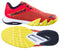 Introducing the Babolat Jet Viva Padel Shoes in Poppy Red with yellow and black accents. Ideal for dynamic performance, they feature "Babolat" on the side and a Michelin-branded sole for exceptional grip.