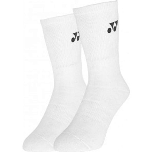 The Yonex W8422 White Sports Padel Socks come in a set of 3 pairs, each featuring a small black Yonex logo near the top.