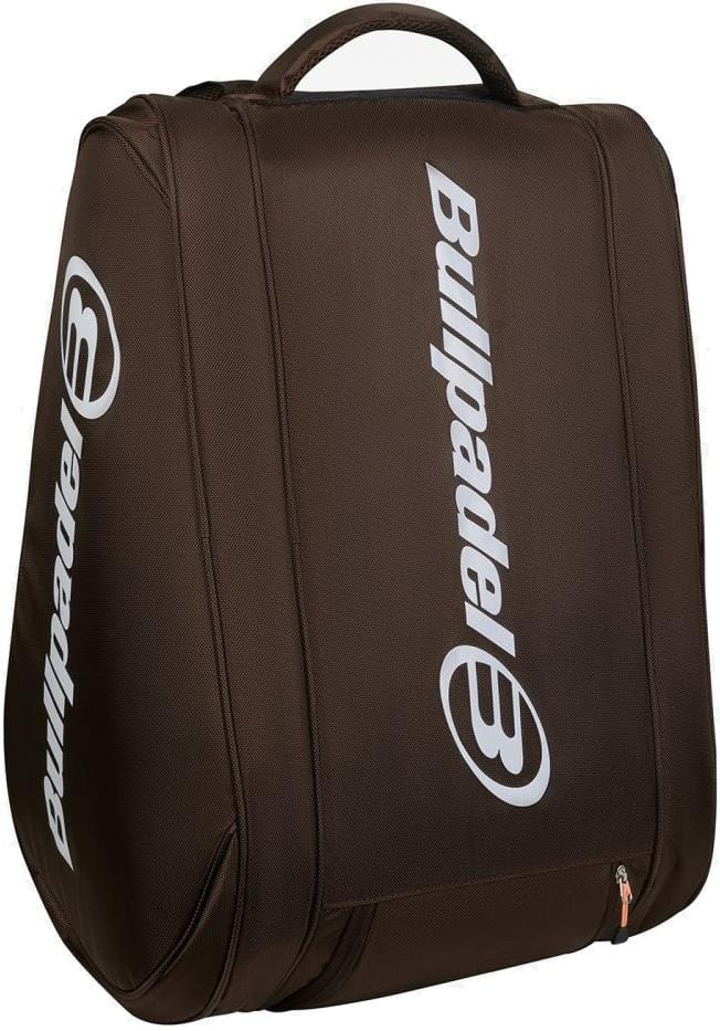 The Bullpadel BPP26024 Wonder 2026 Padel Racket Bag in chocolate features a carry handle, zipper, white Bullpadel logo and name on the front and side, plus thermal racket compartments for optimal protection.