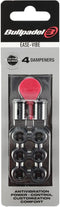 The Bullpadel Ease Vibe Padel Dampeners - Black package includes four Bullpadel dampeners for padel rackets in silver and black packaging with a clear window, highlighting antivibration and comfort features.