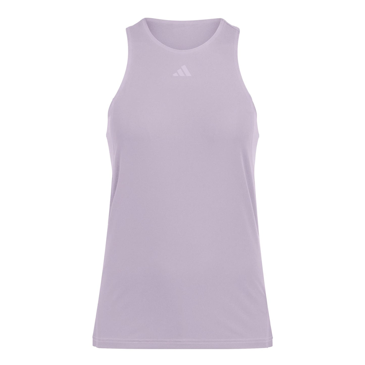 The adidas Women's Club Padel Tank Top in pink is a sleeveless sports tank with a high neck and small logo near the neckline. Made using recycled materials and CLIMACOOL technology, its smooth, breathable fabric is ideal for athletic activities.