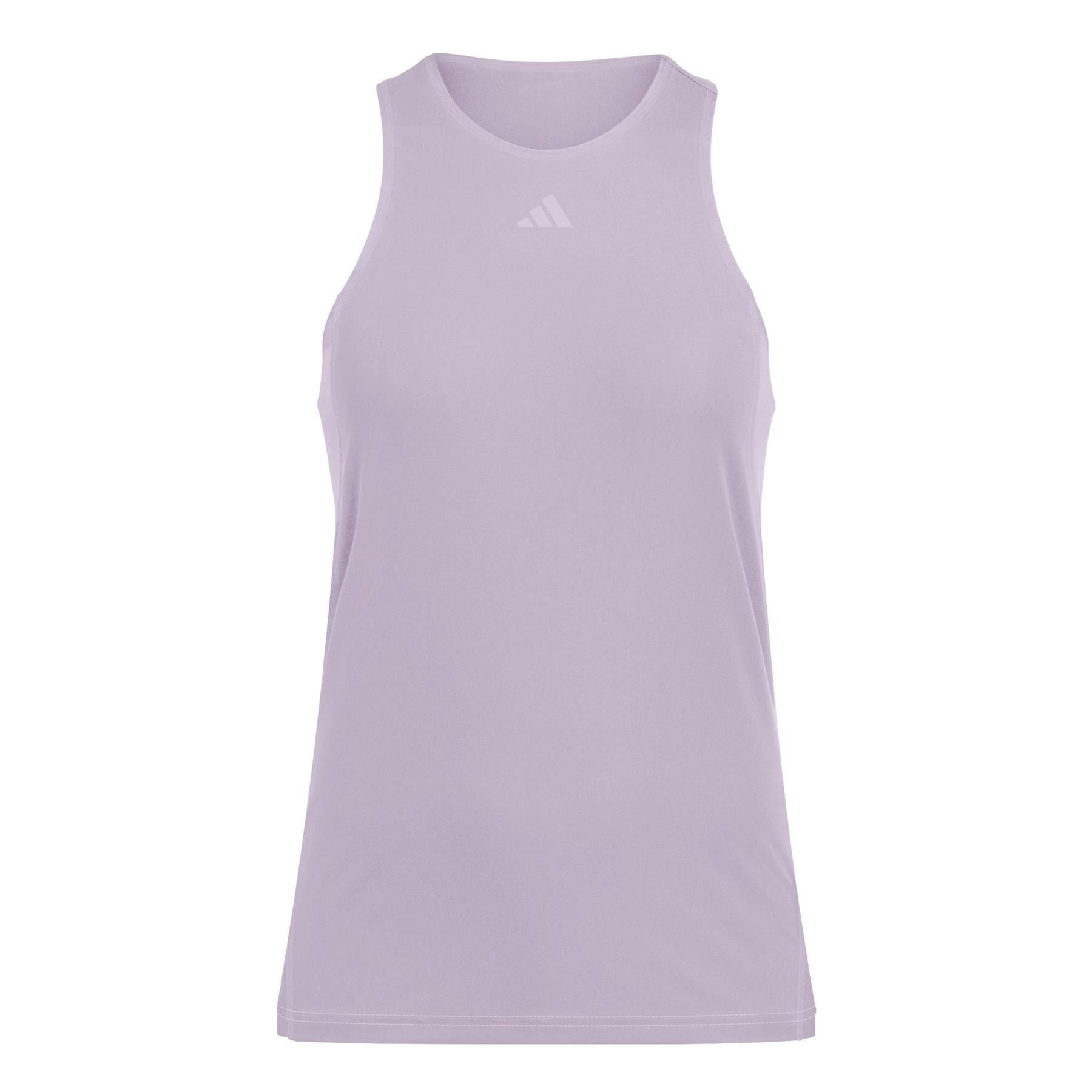 The adidas Women's Club Padel Tank Top in pink is a sleeveless sports tank with a high neck and small logo near the neckline. Made using recycled materials and CLIMACOOL technology, its smooth, breathable fabric is ideal for athletic activities.