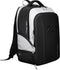 The NOX Luxury Master Series Padel Backpack in black and white features a hard-shell front, multiple zippered compartments, a side pocket, and bold NOX branding—an ideal stylish racket bag for padel enthusiasts.