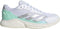 The adidas Courtquick Women's Padel Shoes in Cloud White, Silver Metallic, and Clear Mint feature a mesh upper, lace-up design, and a textured off-white sole—delivering breathable comfort and sporty style for active lifestyles.
